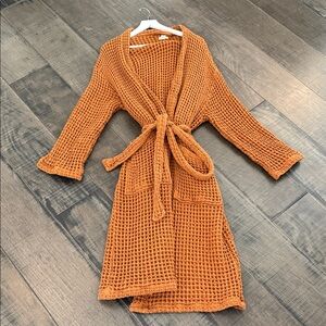 Cost Plus World Market Orange Waffle Knit Robe